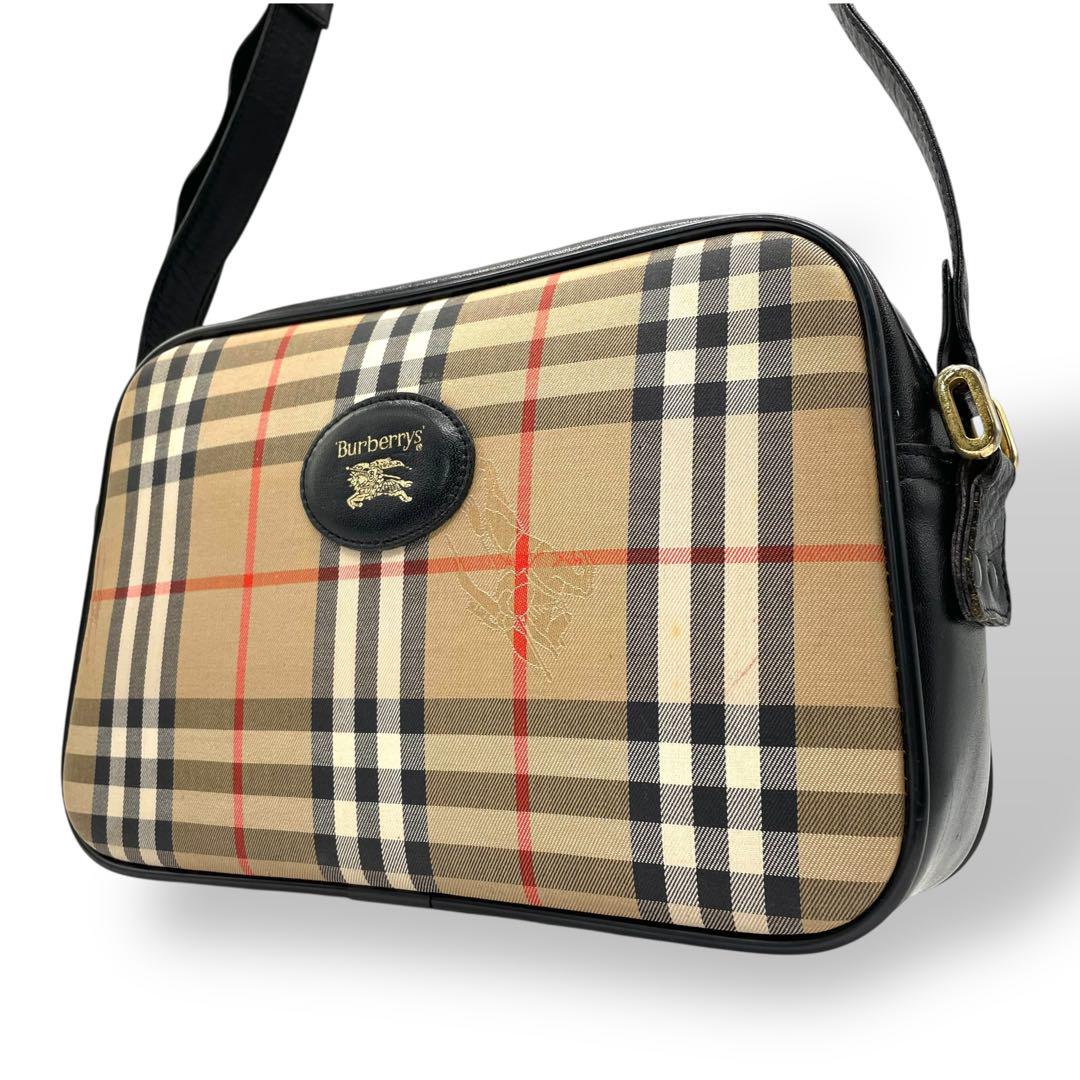 バーバリー ノバチェック シャドーホース ワンショルダー ショルダーバッグ キャンバス レザー ゴールド金具 ホースロゴ コンパクト 肩掛け可 Burberrys レディース バッグ