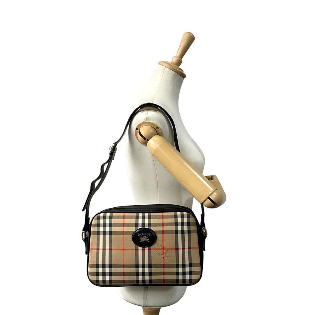 バーバリー ノバチェック シャドーホース ワンショルダー ショルダーバッグ キャンバス レザー ゴールド金具 ホースロゴ コンパクト 肩掛け可 Burberrys レディース バッグ