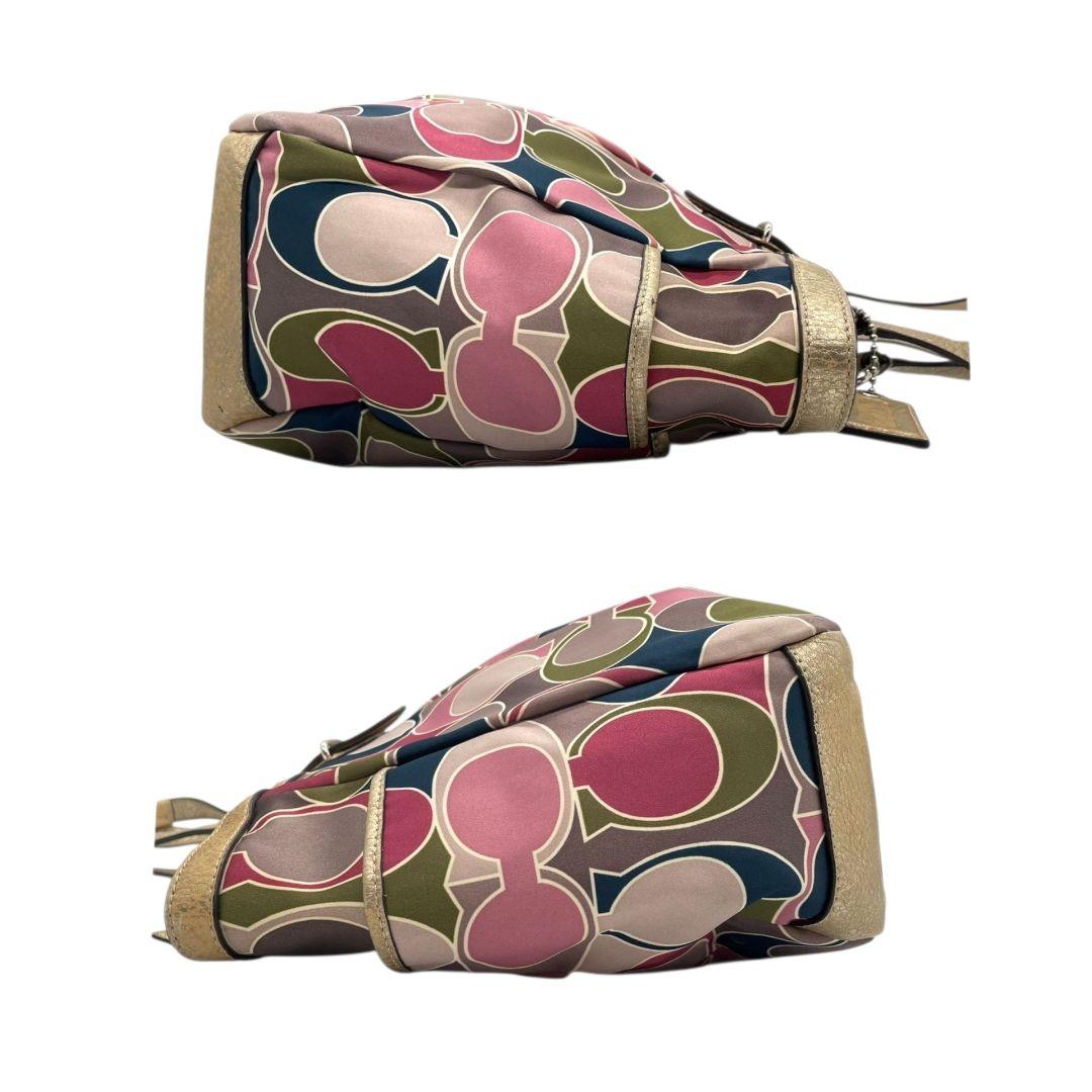 コーチ トートバッグ 総柄 シグネチャー ワンショルダー キャンバス s8 ハンドバッグ 肩掛け可 肩かけ可 レザー 本革 マルチカラー シルバー金具 ロゴプレート ロゴタグ COACH F19461