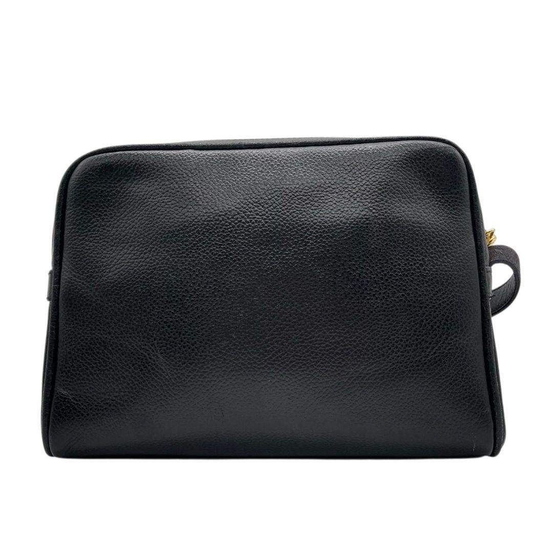 美品 BURBERRY バーバリー ショルダーバッグ ブラック レザー 本革 ロゴプレート 斜め掛け可 ゴールド金具 Burberrys s9