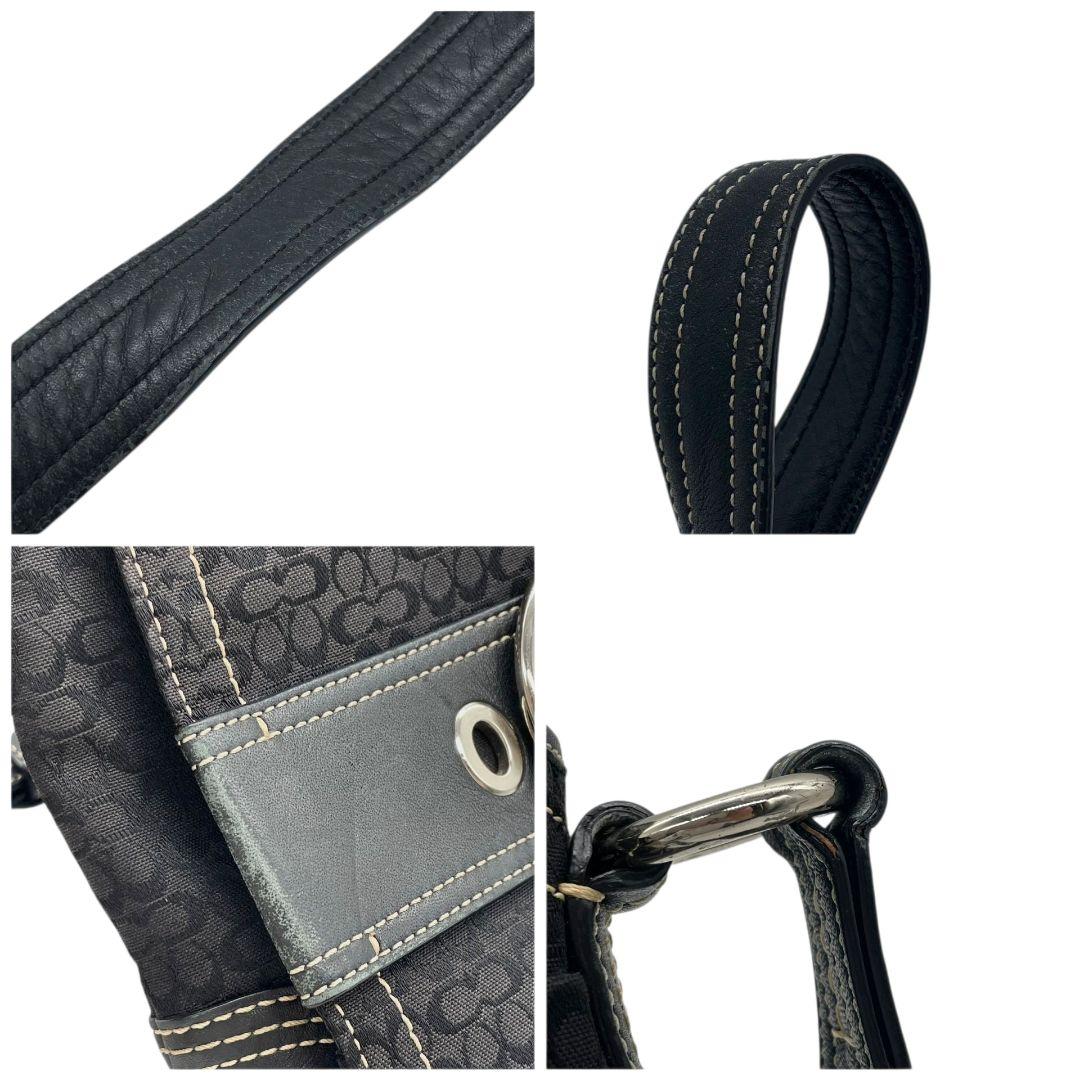 コーチ ショルダーバッグ 黒 ブラック シグネチャー フラップ 斜め掛け可 レザー 本革 キャンバス s35 C05Q-3644 シルバー金具 ロゴタグ オシャレ COACH