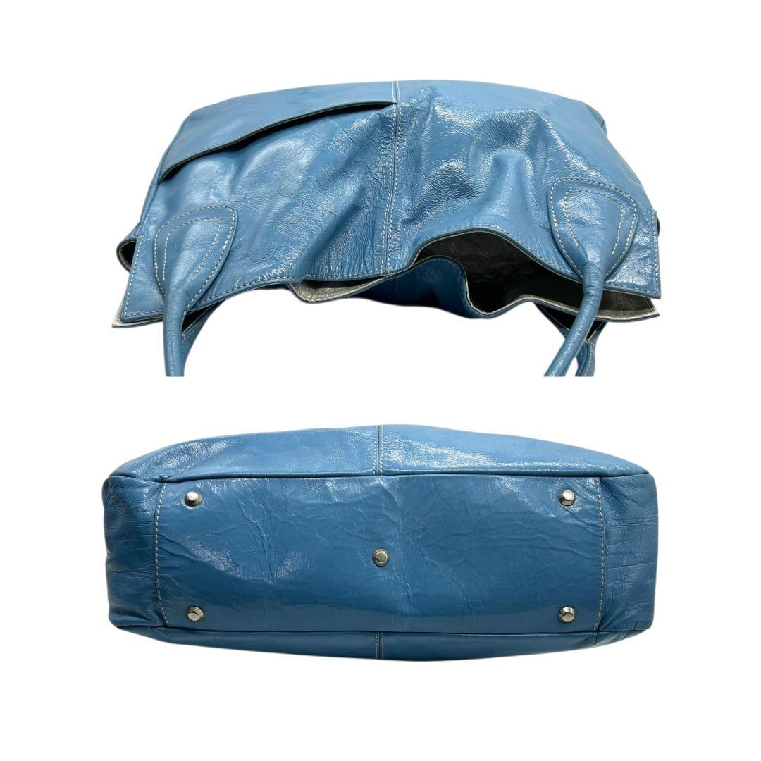 ハマノ トートバッグ 青 ブルー A4収納可 ワンショルダー レザー 本革 ハンドバッグ 自立可 肩掛け可 肩かけ可 ロゴプレート 上品 HAMANO T2