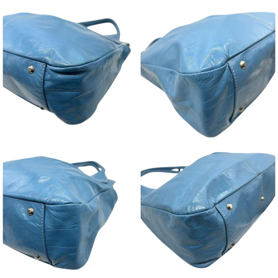 ハマノ トートバッグ 青 ブルー A4収納可 ワンショルダー レザー 本革 ハンドバッグ 自立可 肩掛け可 肩かけ可 ロゴプレート 上品 HAMANO T2