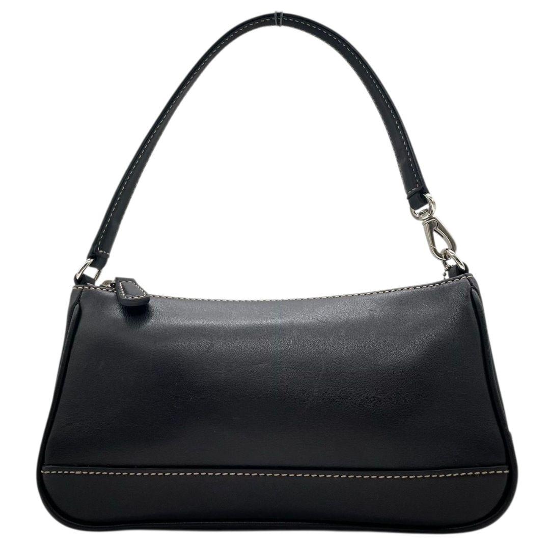 美品 コーチ ハンドバッグ 黒 ブラック ワンショルダー トートバッグ レザー 本革 肩掛け可 シルバー金具 ロゴタグ 本物保証 鑑定済 オシャレ COACH 7785 s15