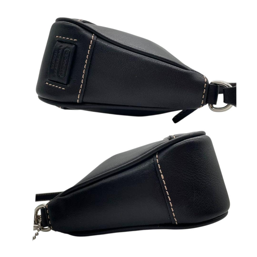 美品 コーチ ハンドバッグ 黒 ブラック ワンショルダー トートバッグ レザー 本革 肩掛け可 シルバー金具 ロゴタグ 本物保証 鑑定済 オシャレ COACH 7785 s15