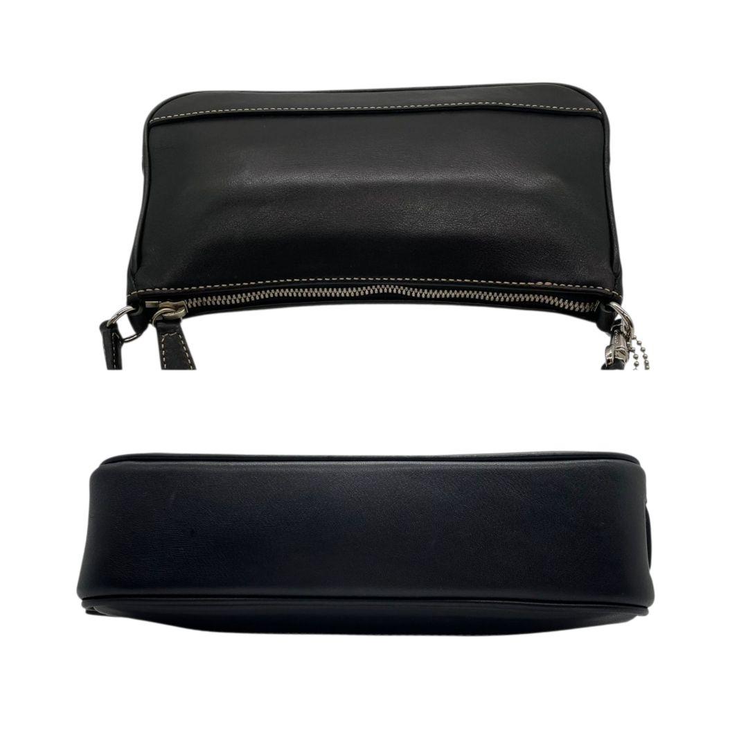 美品 コーチ ハンドバッグ 黒 ブラック ワンショルダー トートバッグ レザー 本革 肩掛け可 シルバー金具 ロゴタグ 本物保証 鑑定済 オシャレ COACH 7785 s15