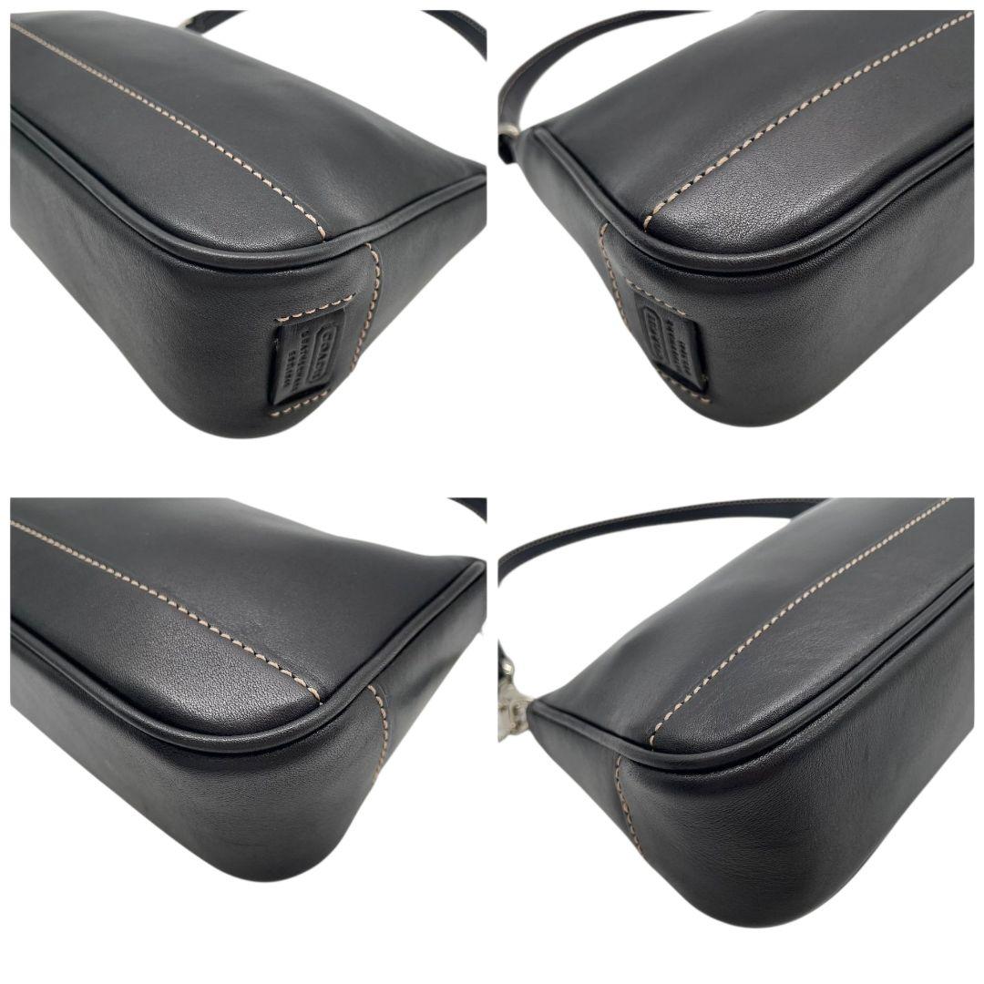 美品 コーチ ハンドバッグ 黒 ブラック ワンショルダー トートバッグ レザー 本革 肩掛け可 シルバー金具 ロゴタグ 本物保証 鑑定済 オシャレ COACH 7785 s15