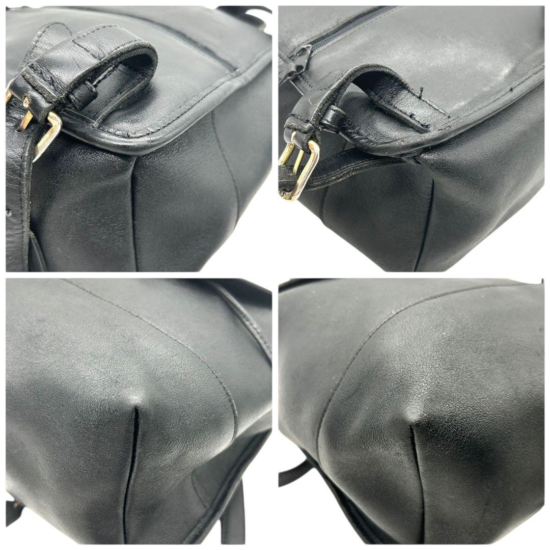 COACH コーチ バックパック オールドコーチ レザー 本革 ブラック 巾着 フラップ ターンロック ロゴタグ 自立可 ゴールド金具 s47