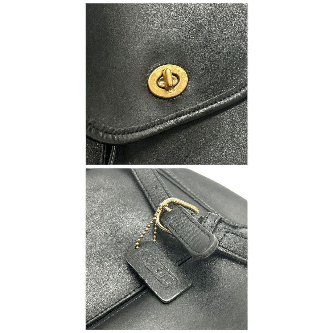 COACH コーチ バックパック オールドコーチ レザー 本革 ブラック 巾着 フラップ ターンロック ロゴタグ 自立可 ゴールド金具 s47