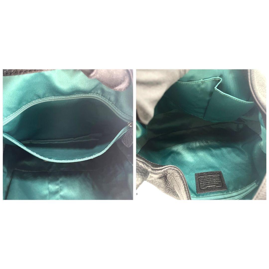 美品 コーチ ハンドバッグ 黒 ワンショルダー レザー 本革 アベリー トートバッグ A4収納 ロゴタグ ロゴプレート シルバー金具 肩掛け可 肩かけ可 COACH A1480-F23309 スモール ホーボー s96 ブラック 上品 高級感