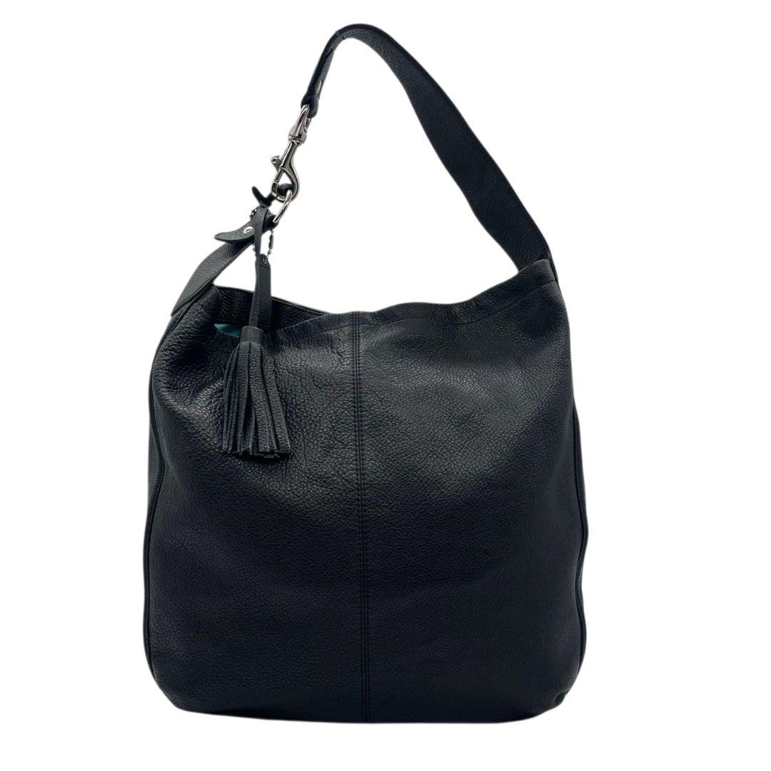 美品 コーチ ハンドバッグ 黒 ワンショルダー レザー 本革 アベリー トートバッグ A4収納 ロゴタグ ロゴプレート シルバー金具 肩掛け可 肩かけ可 COACH A1480-F23309 スモール ホーボー s96 ブラック 上品 高級感