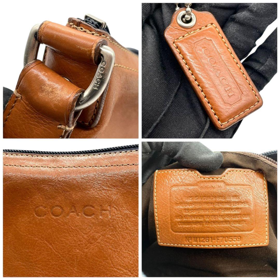 コーチ ショルダーバッグ 茶 ホーボー 斜め掛け可 レザー 本革 F70559 ブラウン シルバー金具 ロゴタグ ロゴ COACH s6 上品 大容量 デイリー トート
