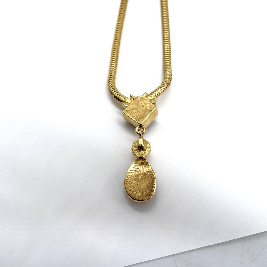 美品 モネ MONET ネックレス i6 カラーストーン ゴールド オレンジ ネイビー レディース アクセサリー ゴールド金具 ロゴ刻印 パリ 高級