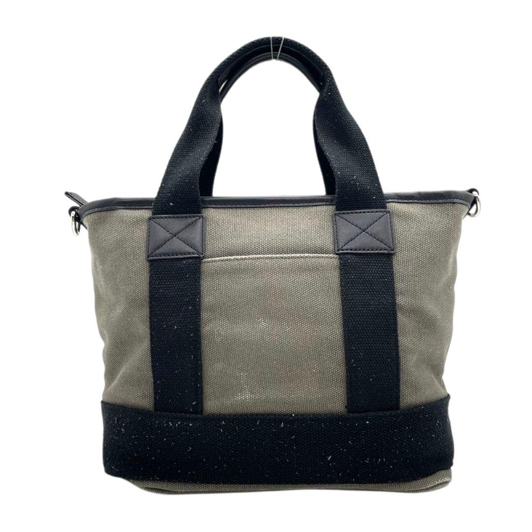 ハンティングワールド トートバッグ カーキ 黒 ブラック デカロゴ 2way キャンバス レザー 本革 ハンドバッグ ショルダーバッグ 斜め掛け可 シルバー金具 高級感 HUNTING WORLD 592403 T1