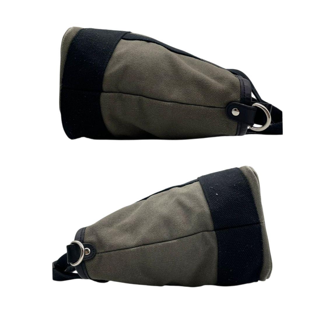 ハンティングワールド トートバッグ カーキ 黒 ブラック デカロゴ 2way キャンバス レザー 本革 ハンドバッグ ショルダーバッグ 斜め掛け可 シルバー金具 高級感 HUNTING WORLD 592403 T1