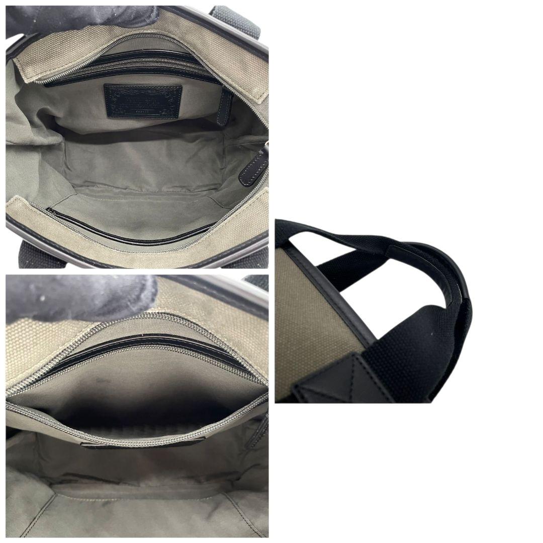 ハンティングワールド トートバッグ カーキ 黒 ブラック デカロゴ 2way キャンバス レザー 本革 ハンドバッグ ショルダーバッグ 斜め掛け可 シルバー金具 高級感 HUNTING WORLD 592403 T1