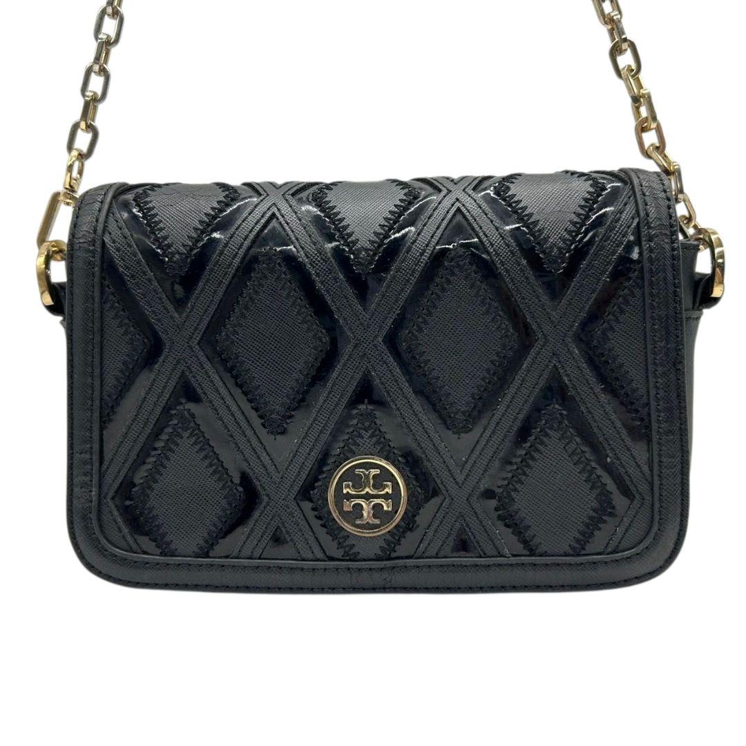 トリーバーチ フレミング ショルダーバッグ ブラック チェーン レザー フラップ ロゴプレート ゴールド金具 斜め掛け可 クラッチバッグ ハンドバッグ 本革 鑑定済 スピード発送