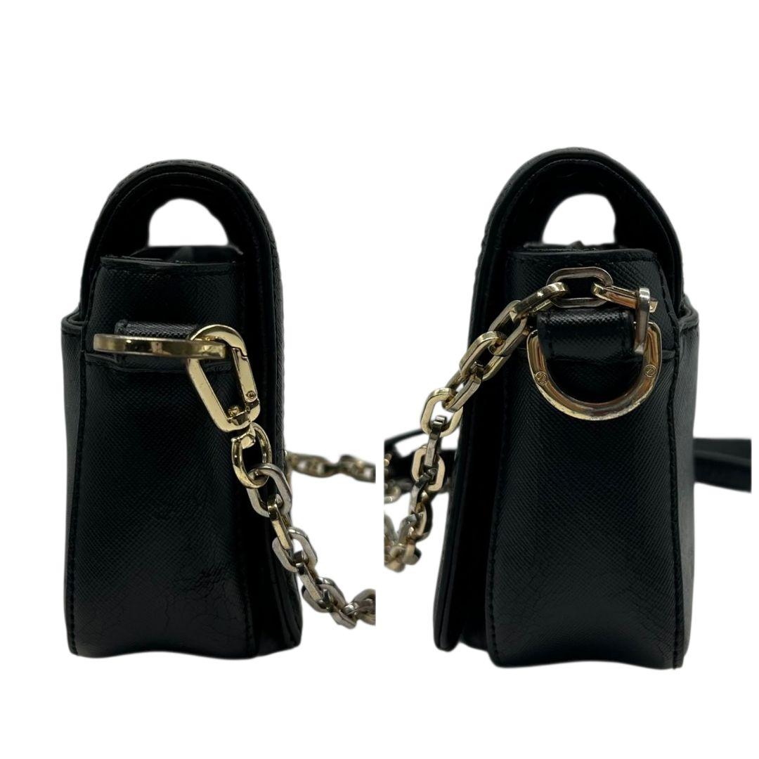 トリーバーチ フレミング ショルダーバッグ ブラック チェーン レザー フラップ ロゴプレート ゴールド金具 斜め掛け可 クラッチバッグ ハンドバッグ 本革 鑑定済 スピード発送