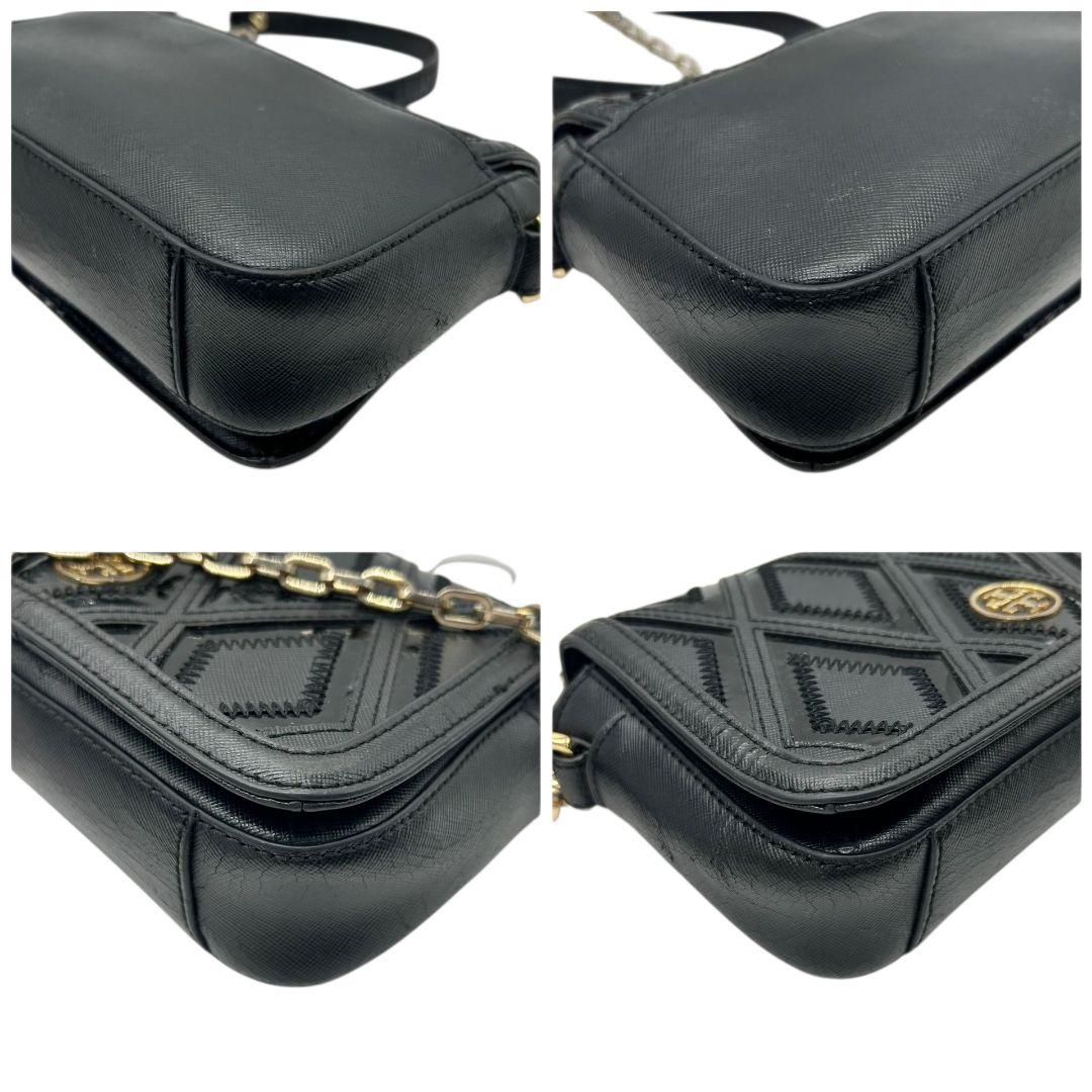 トリーバーチ フレミング ショルダーバッグ ブラック チェーン レザー フラップ ロゴプレート ゴールド金具 斜め掛け可 クラッチバッグ ハンドバッグ 本革 鑑定済 スピード発送