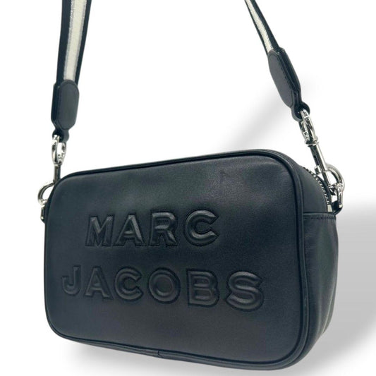美品 マークジェイコブス MARC JACOBS ショルダーバッグ ロゴ ブラック 黒 レザー 本革 斜め掛け可 シルバー金具 ロゴプレート ブランドロゴ E6