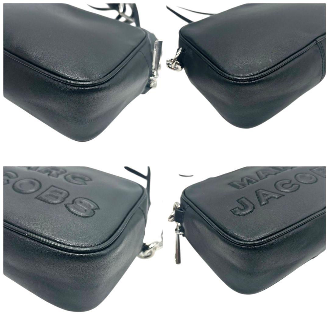 美品 マークジェイコブス MARC JACOBS ショルダーバッグ ロゴ ブラック 黒 レザー 本革 斜め掛け可 シルバー金具 ロゴプレート ブランドロゴ E6