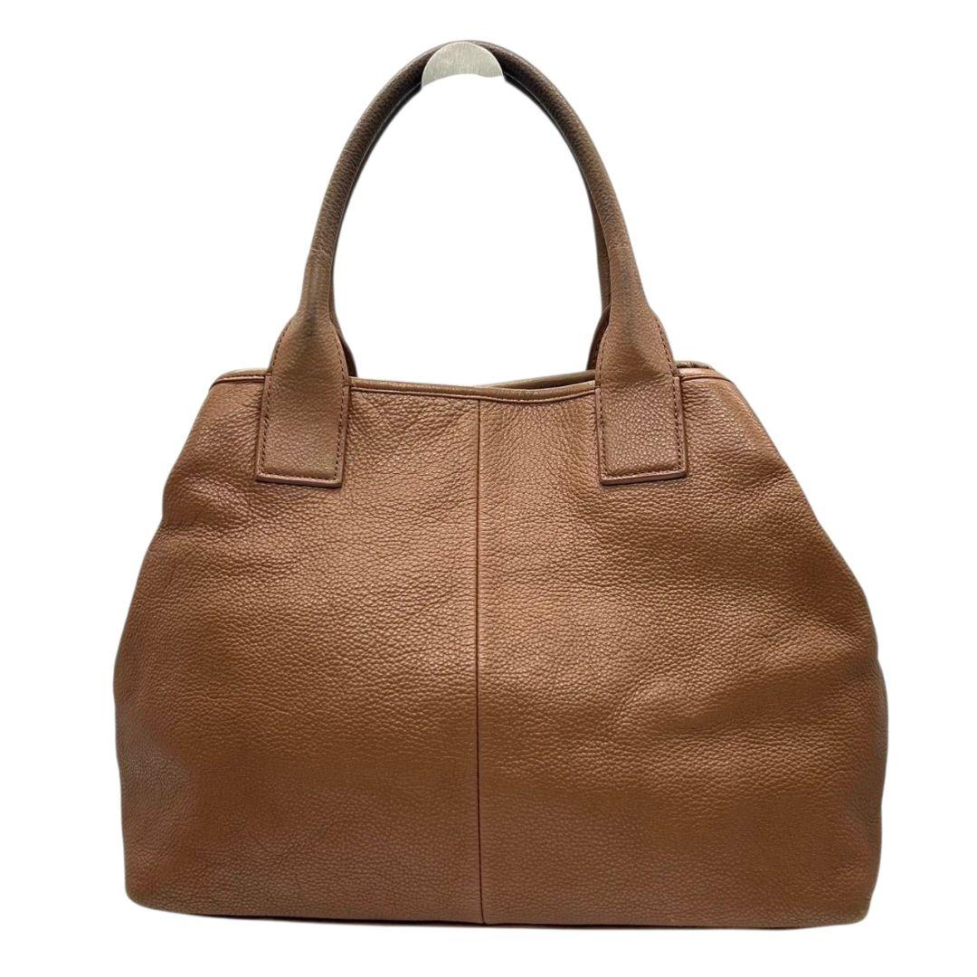 TORY BURCH トリーバーチ トートバッグ ブラウン 茶 デカロゴ パンチング レザー 本革 ワンショルダー ハンドバッグ 肩掛け可 自立可 ゴールド金具 s88 おしゃれ 高級感