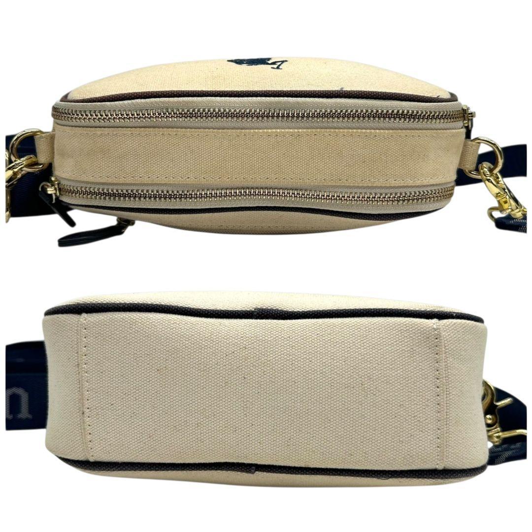 ユーエスポロアッスン ショルダーバッグ アイボリー ネイビー ロゴ刺繍 斜め掛け可 キャンバス ゴールド金具 s76 U.S. POLO ASSN. オシャレ 本物保証 鑑定済 スピード発送