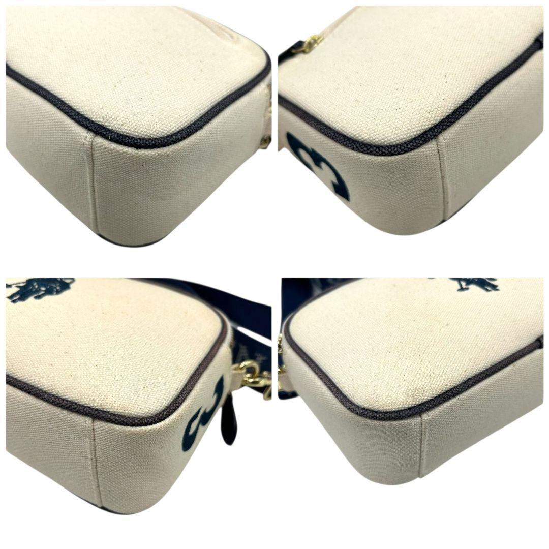 ユーエスポロアッスン ショルダーバッグ アイボリー ネイビー ロゴ刺繍 斜め掛け可 キャンバス ゴールド金具 s76 U.S. POLO ASSN. オシャレ 本物保証 鑑定済 スピード発送