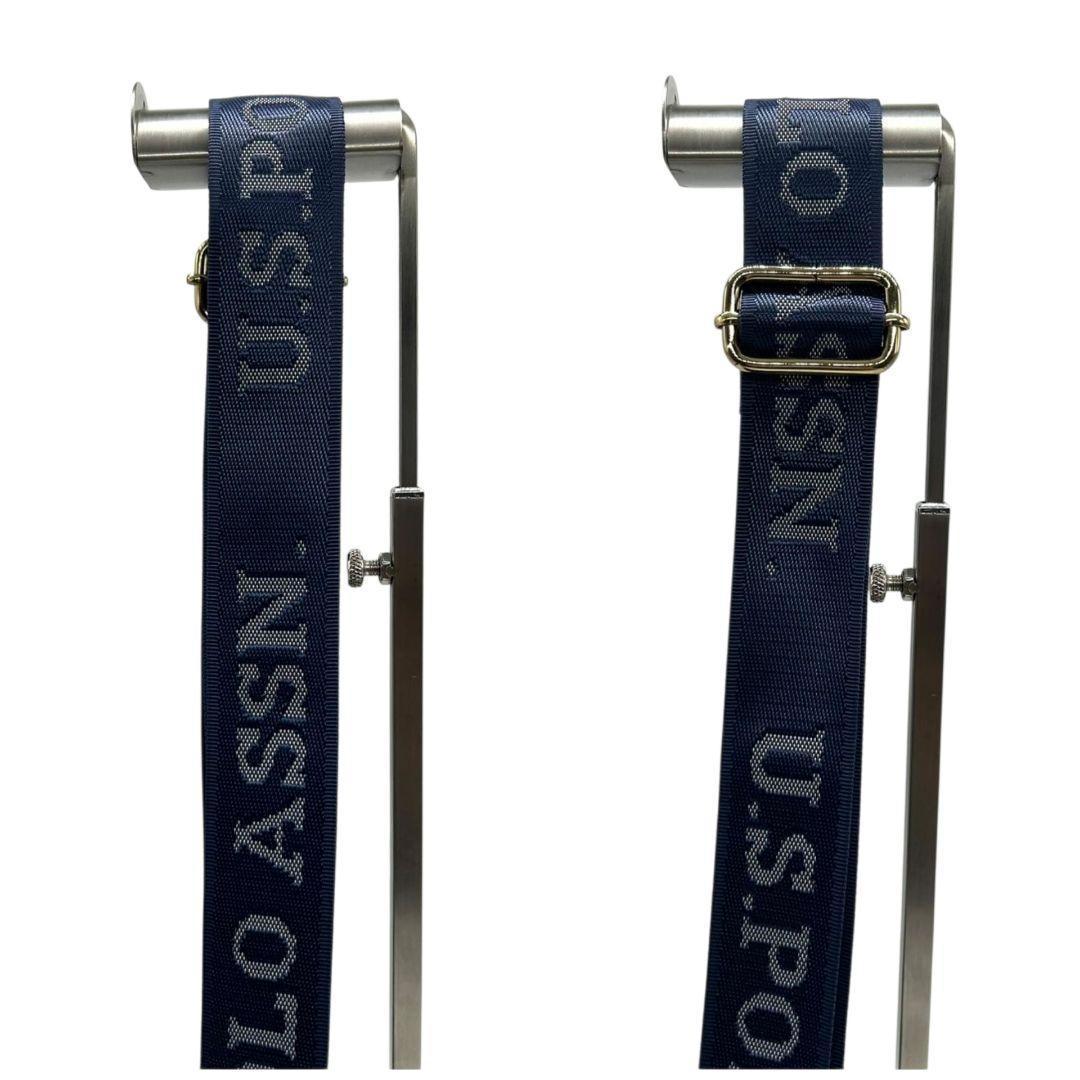 ユーエスポロアッスン ショルダーバッグ アイボリー ネイビー ロゴ刺繍 斜め掛け可 キャンバス ゴールド金具 s76 U.S. POLO ASSN. オシャレ 本物保証 鑑定済 スピード発送