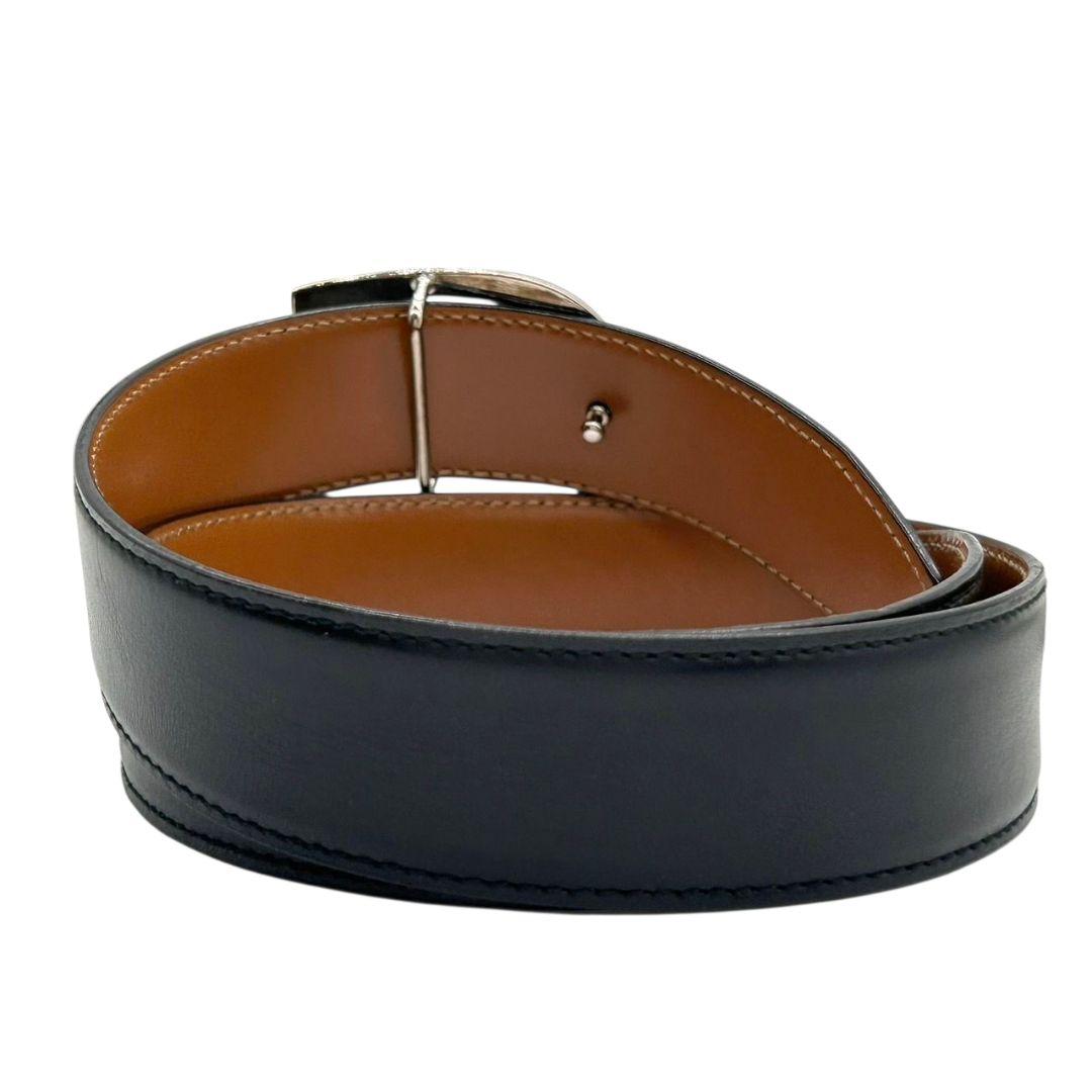 美品 グッチ ベルト 黒 ブラック 茶 ブラウン Gロゴバックル PX-3 レザー 本革 シルバー金具 バイカラー 036-2192-0956-5 高級 ブランド GUCCI