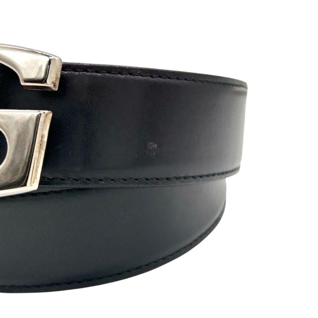 美品 グッチ ベルト 黒 ブラック 茶 ブラウン Gロゴバックル PX-3 レザー 本革 シルバー金具 バイカラー 036-2192-0956-5 高級 ブランド GUCCI