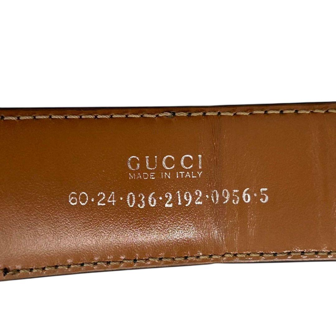 美品 グッチ ベルト 黒 ブラック 茶 ブラウン Gロゴバックル PX-3 レザー 本革 シルバー金具 バイカラー 036-2192-0956-5 高級 ブランド GUCCI