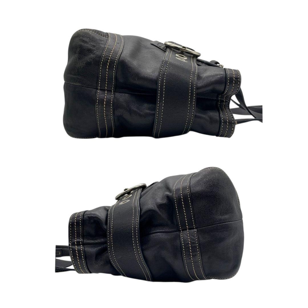 COACH コーチ ハンドバッグ トート 黒 ブラック レザー 本革 ワンショルダー 肩掛け可 シルバー金具 ロゴ T2