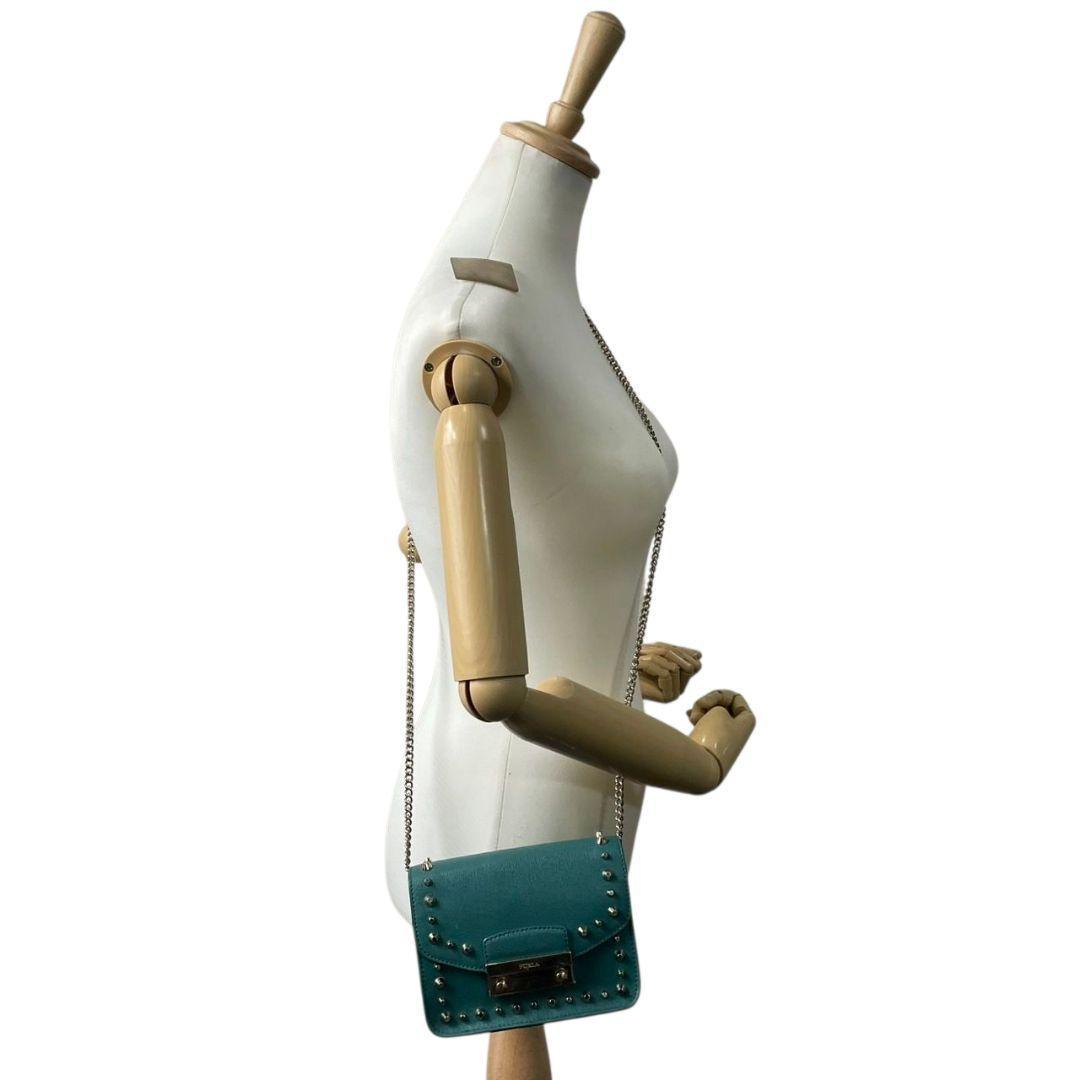 フルラ FURLA ショルダーバッグ 緑 グリーン メトロポリス 斜め掛け可 レザー 本革 チェーン フラップ ゴールド金具 ロゴプレート s12 レディース