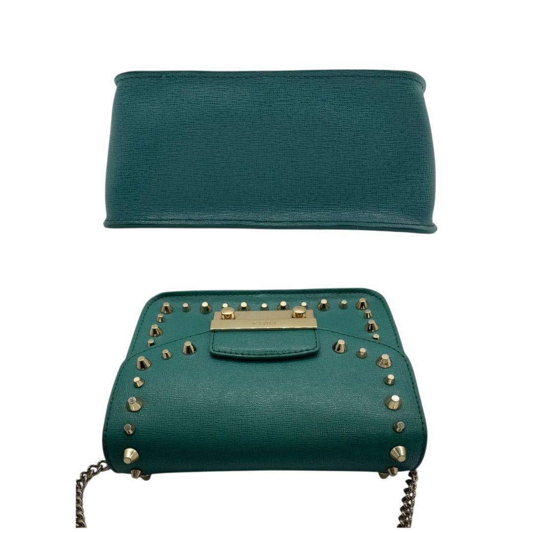 フルラ FURLA ショルダーバッグ 緑 グリーン メトロポリス 斜め掛け可 レザー 本革 チェーン フラップ ゴールド金具 ロゴプレート s12 レディース