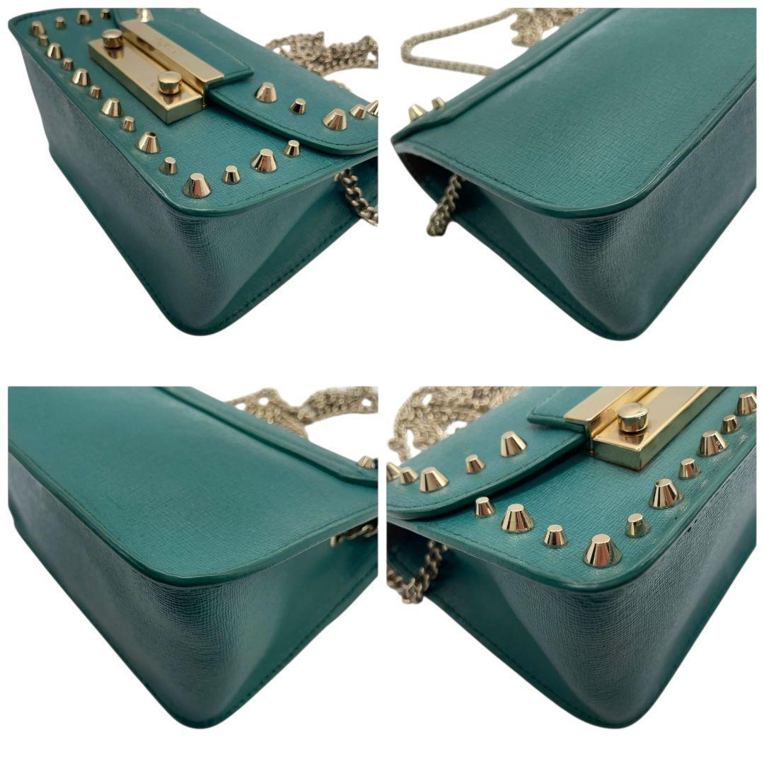 フルラ FURLA ショルダーバッグ 緑 グリーン メトロポリス 斜め掛け可 レザー 本革 チェーン フラップ ゴールド金具 ロゴプレート s12 レディース