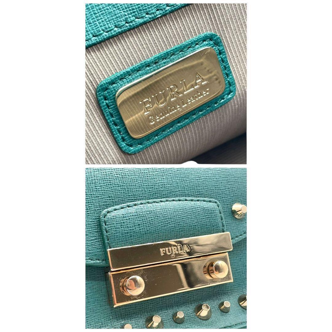 フルラ FURLA ショルダーバッグ 緑 グリーン メトロポリス 斜め掛け可 レザー 本革 チェーン フラップ ゴールド金具 ロゴプレート s12 レディース