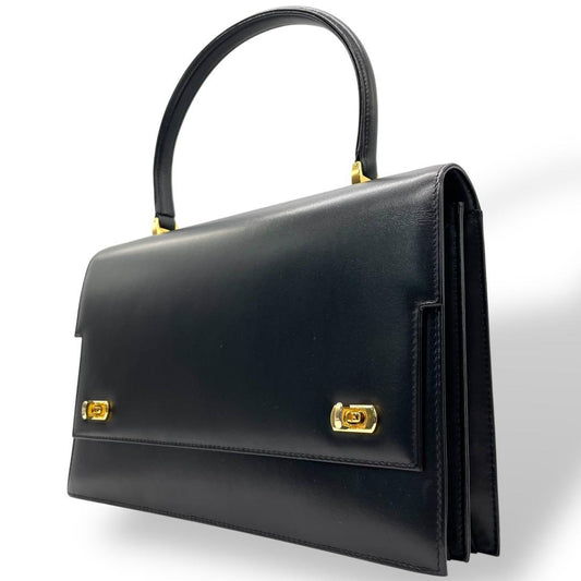 濱野 HAMANO ハマノ E レザー フォーマル ハンドバッグ ターンロック 黒 ブラック 高級革 濱野皮革工藝 自立型 コンパクト 冠婚葬祭 法事 お祝い事 レディース バッグ ゴールド金具 ロゴ刻印