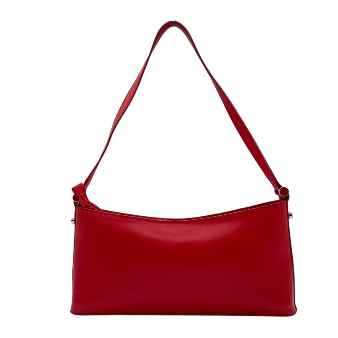 フルラ FURLA ハンドバッグ 赤 レッド ロゴ ワンショルダー トートバッグ レザー 本革 肩掛け可 シルバー金具 ロゴプレート T1 レディース