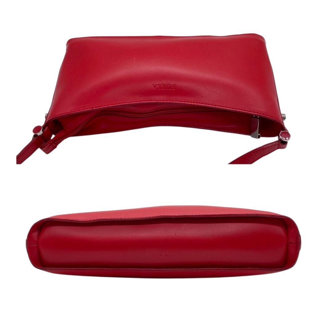 フルラ FURLA ハンドバッグ 赤 レッド ロゴ ワンショルダー トートバッグ レザー 本革 肩掛け可 シルバー金具 ロゴプレート T1 レディース