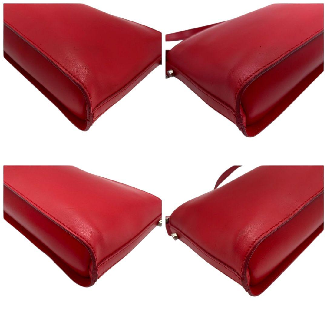 フルラ FURLA ハンドバッグ 赤 レッド ロゴ ワンショルダー トートバッグ レザー 本革 肩掛け可 シルバー金具 ロゴプレート T1 レディース