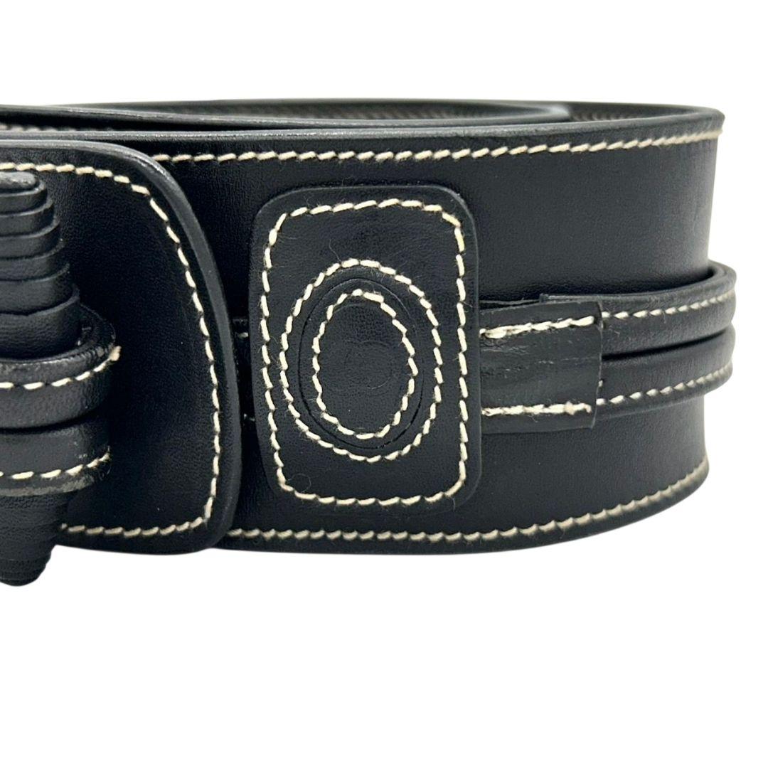 グッチ ベルト 黒 ブラック ステッチ クレストロゴ PX-3 レザー 本革 高級 ブランド メンズ 037-21-0028 GUCCI