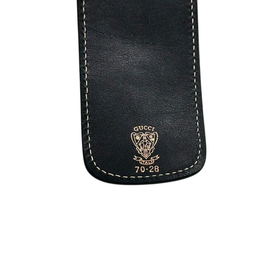 グッチ ベルト 黒 ブラック ステッチ クレストロゴ PX-3 レザー 本革 高級 ブランド メンズ 037-21-0028 GUCCI