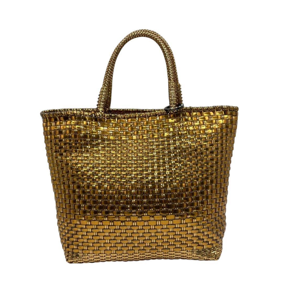 アンテプリマ ANTEPRIMA トートバッグ イントレッチオ ゴールド 金 編み込み ワイヤーバッグ チャーム付き A4収納可 自立可 ワイヤー レディース バッグ 美品　A2　