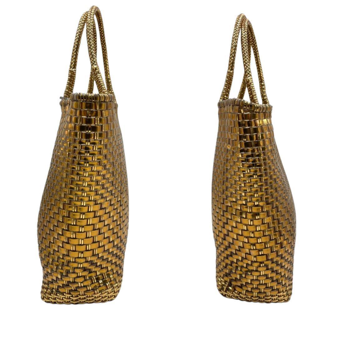 アンテプリマ ANTEPRIMA トートバッグ イントレッチオ ゴールド 金 編み込み ワイヤーバッグ チャーム付き A4収納可 自立可 ワイヤー レディース バッグ 美品　A2　