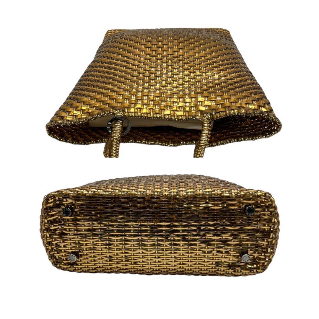 アンテプリマ ANTEPRIMA トートバッグ イントレッチオ ゴールド 金 編み込み ワイヤーバッグ チャーム付き A4収納可 自立可 ワイヤー レディース バッグ 美品　A2　