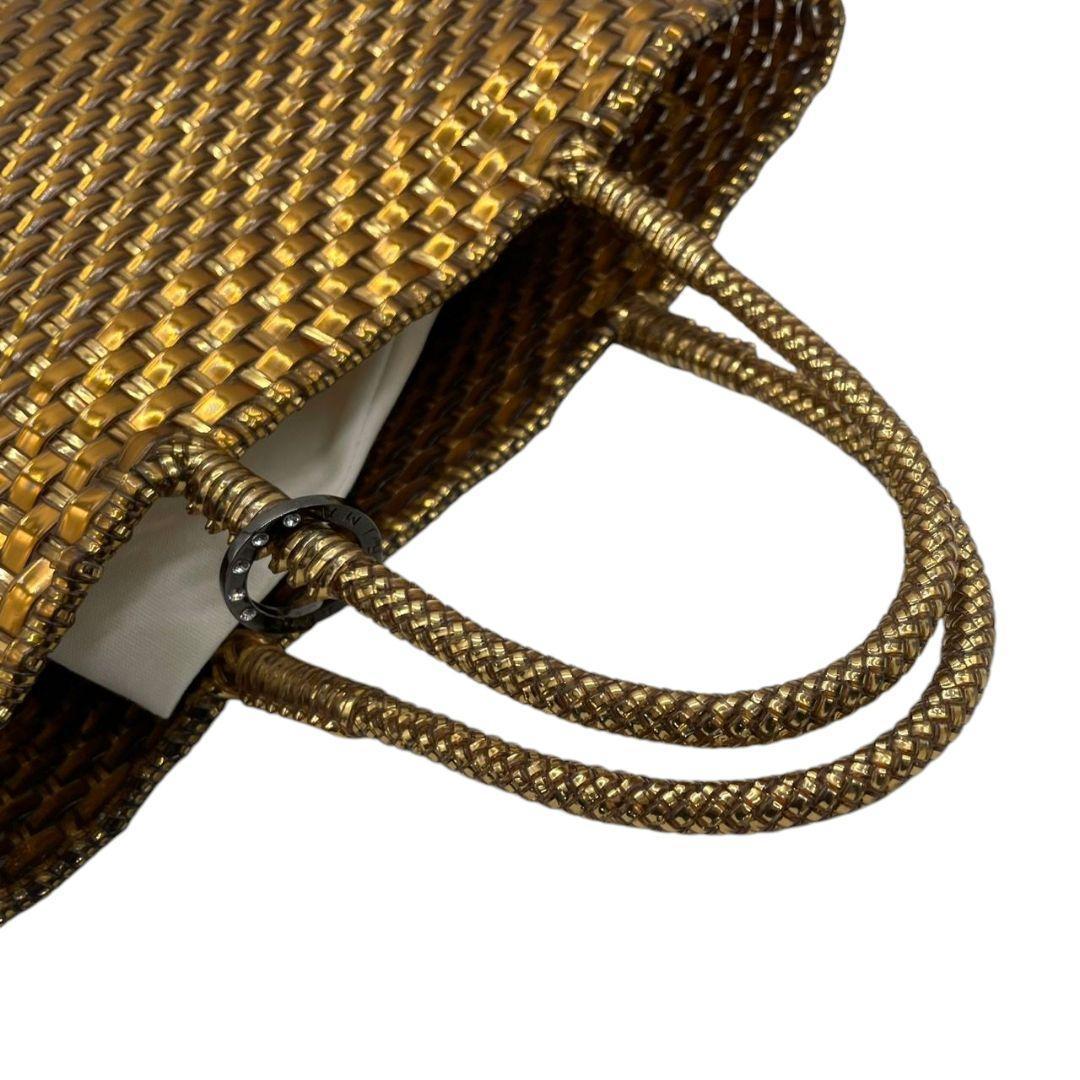 アンテプリマ ANTEPRIMA トートバッグ イントレッチオ ゴールド 金 編み込み ワイヤーバッグ チャーム付き A4収納可 自立可 ワイヤー レディース バッグ 美品　A2　