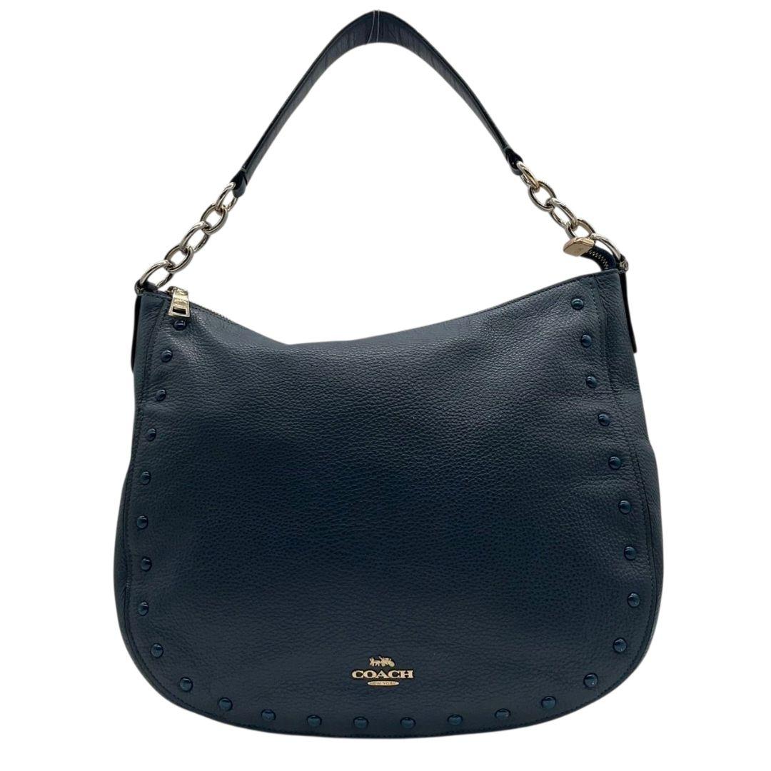 コーチ ハンドバッグ 紺 ネイビー ブルー スタッズ 2way ワンショルダー A4収納 トートバッグ ショルダーバッグ 斜め掛け可 肩掛け可 本革 レザー u14 COACH