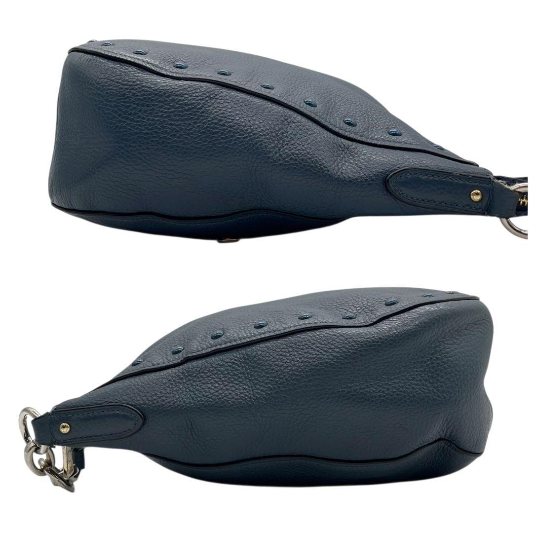 コーチ ハンドバッグ 紺 ネイビー ブルー スタッズ 2way ワンショルダー A4収納 トートバッグ ショルダーバッグ 斜め掛け可 肩掛け可 本革 レザー u14 COACH