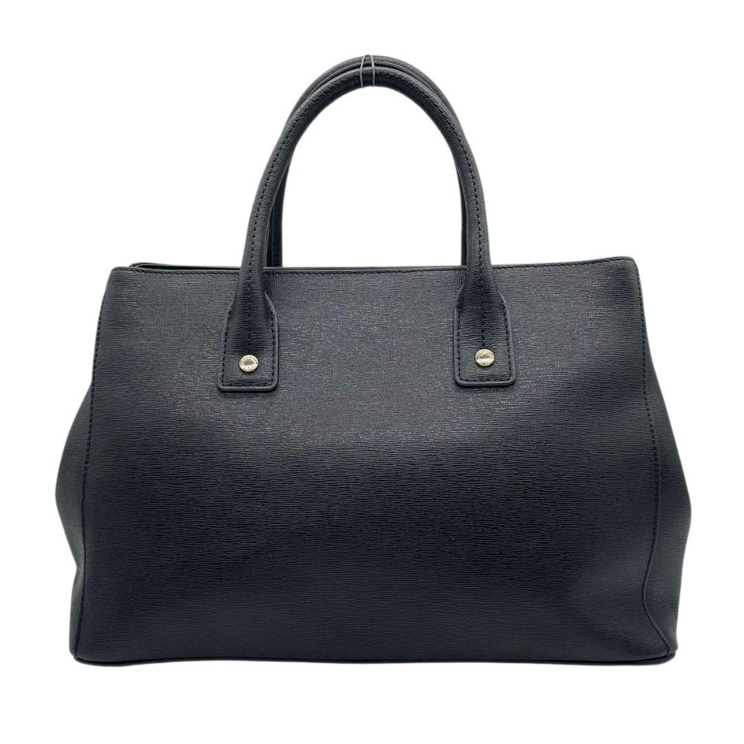 フルラ トートバッグ ブラック 2way レザー ショルダーバッグ ハンドバッグ 本革 ロゴチャーム ロゴプレート ゴールド金具 FURLA